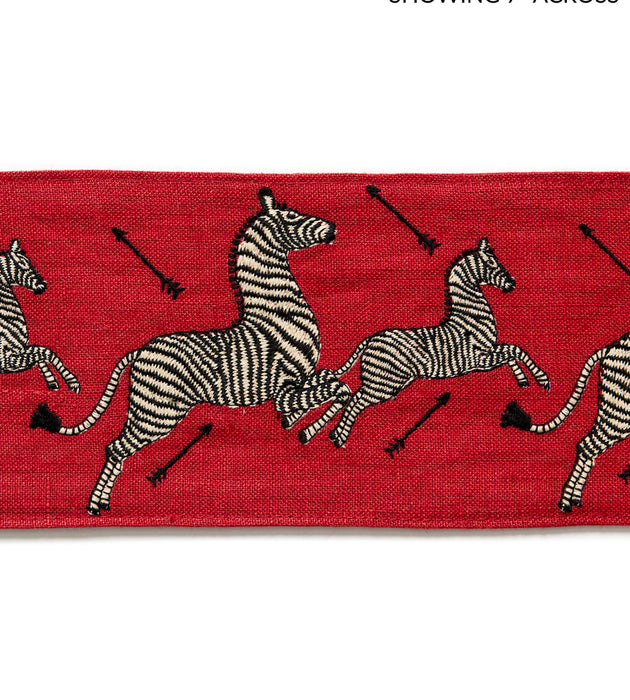 Scalamandre Zebras Embroidered Tape Masai Red Trimming Sample SCT33320004