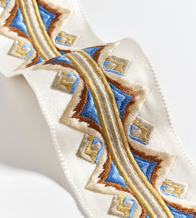 Scalamandre Flamme Embroidered Tape Autumn Trimming Sample SCT33350004