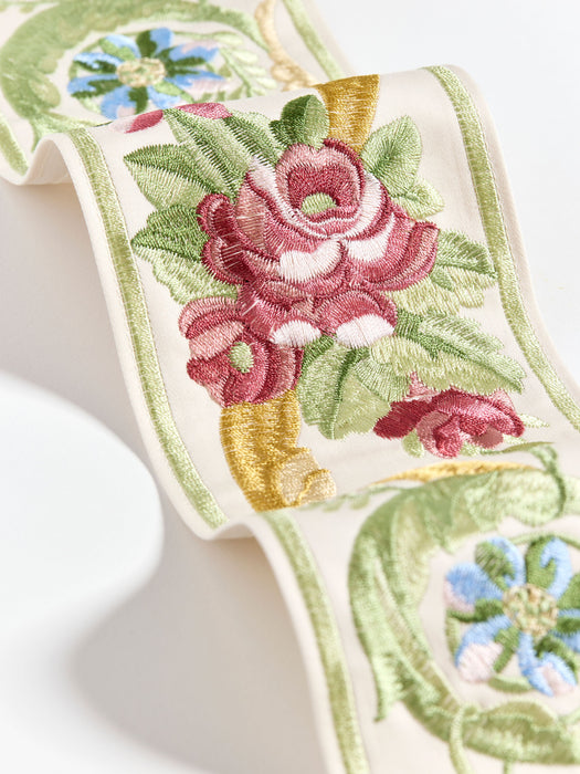 Scalamandre Reine Embroidered Tape Multi Bloom Trim SCT33420004