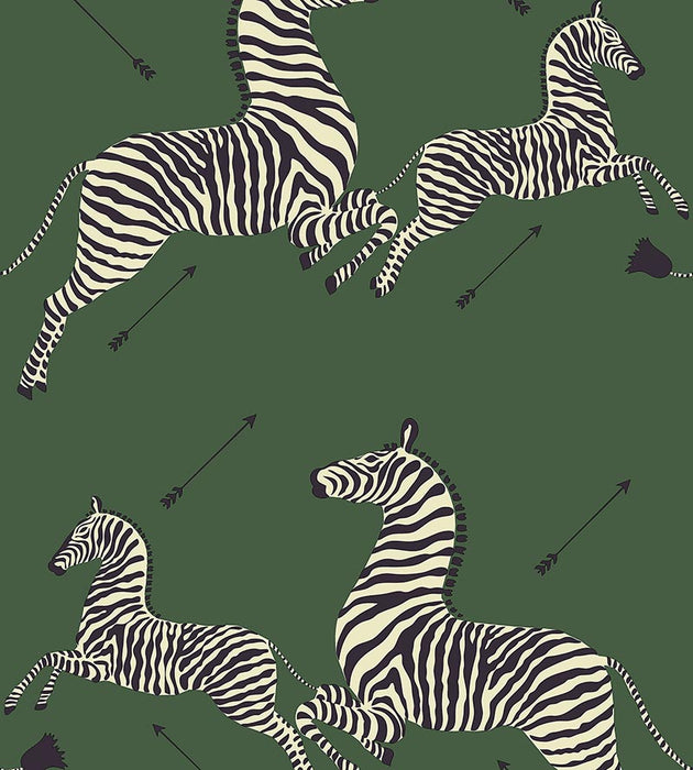 Scalamandre Zebras - Removable Serengeti Green Wallpaper SCWP81388PS0004