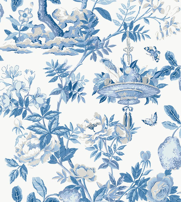Scalamandre Shantung Garden - Removable Delft Wallpaper Sample SCWP88377PS0004