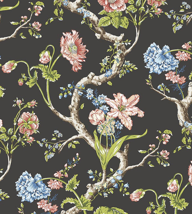 Scalamandre Andrew Jackson Floral Noir Wallpaper SCWP884320004