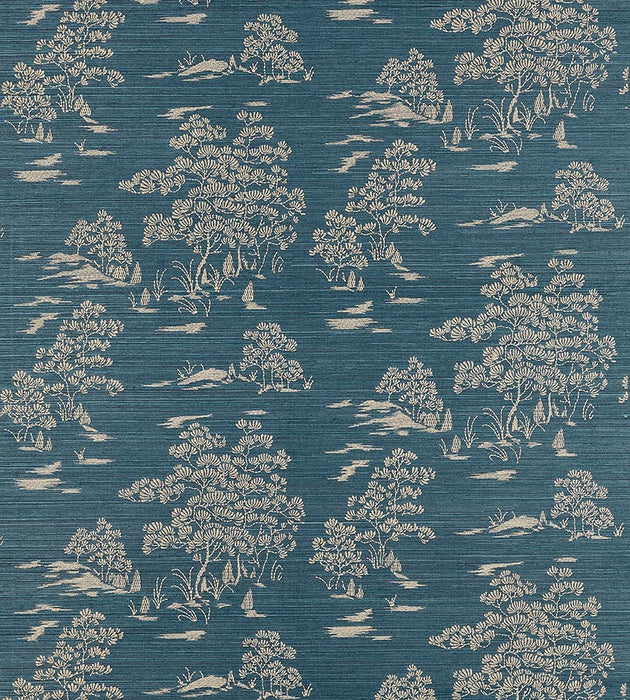 Scalamandre Katsura Embroidered Toile Peacock Wallpaper SCWP884450004