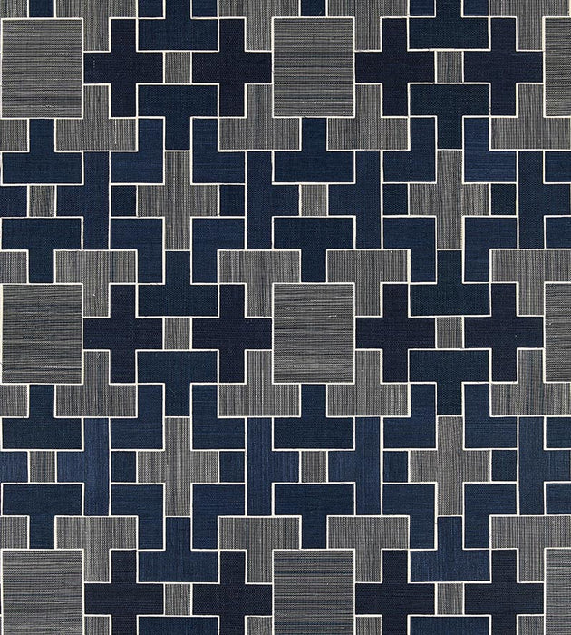 Scalamandre Allegro - Sisal Evening Blue Wallpaper SCWP884710004
