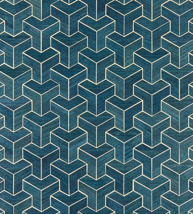Scalamandre Forte - Wood Navy Wallpaper SCWP884720004