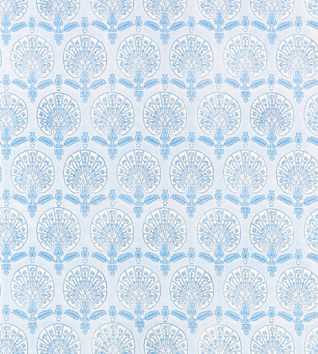 Scalamandre Karanfil Block Print Wallpaper Sky Wallcovering Sample SCWP885600004