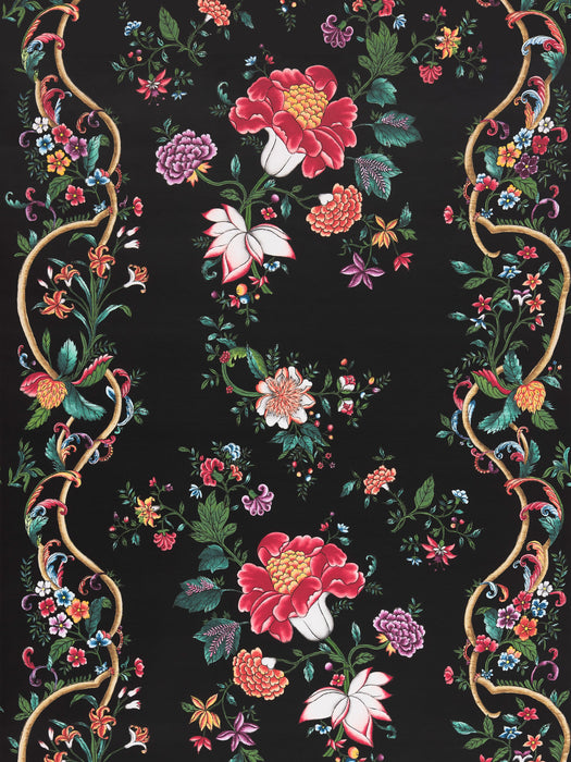 Scalamandre Camellia Trellis Onyx Ruby Wallpaper SCWP885660004