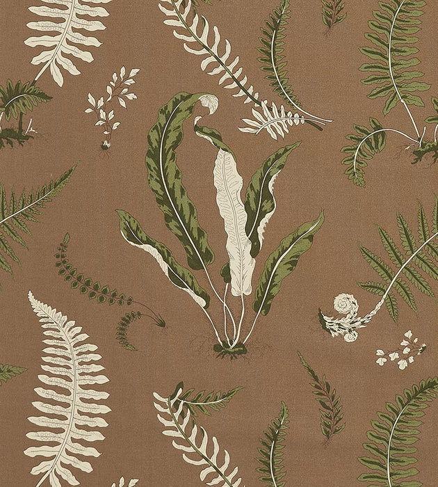 Scalamandre Elsie De Wolfe - Outdoor Greens On Brown Fabric Sample SC164250005