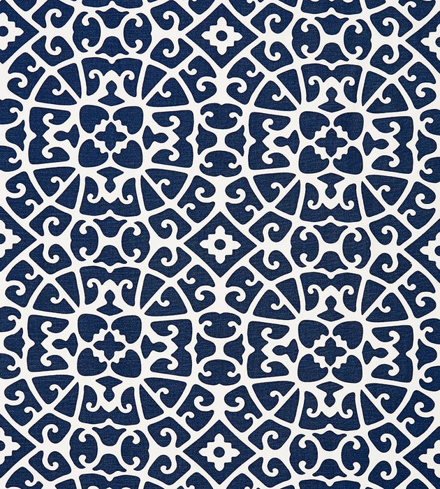 Scalamandre Anshun Lattice Indigo Fabric SC165590005