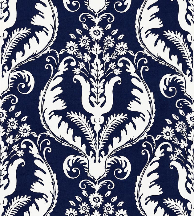 Scalamandre Primavera Linen Print Navy Fabric SC165970005