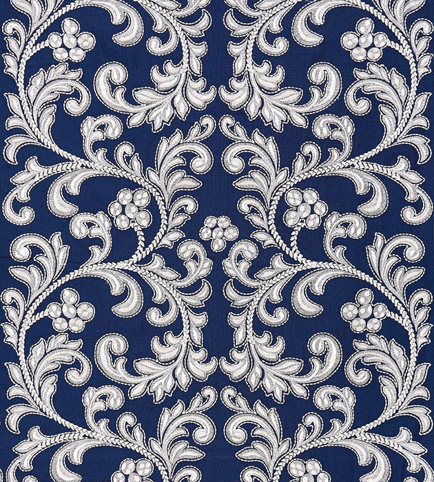 Scalamandre Chiara Embroidery Indigo Fabric SC270290005