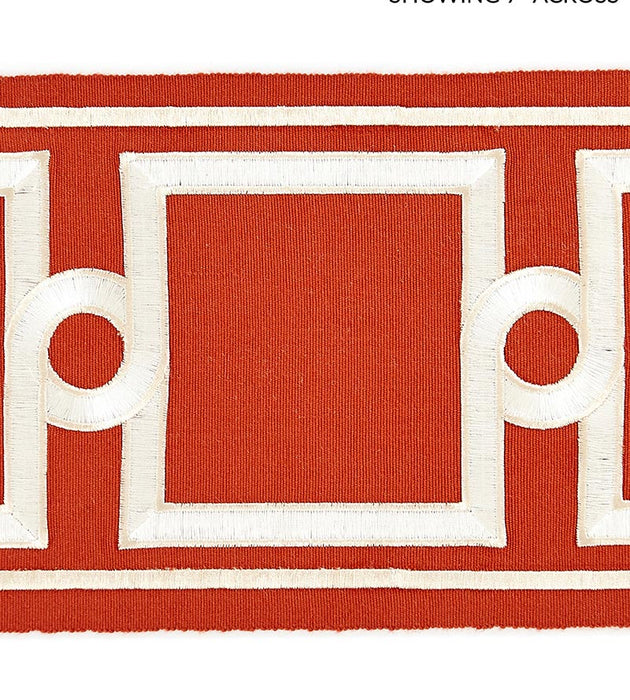Scalamandre Square Link Embroidered Tape Carnelian Trim Sample SCT32870005