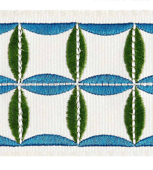 Scalamandre Fiori Embroidered Tape Peacock Trim Sample SCT32880005
