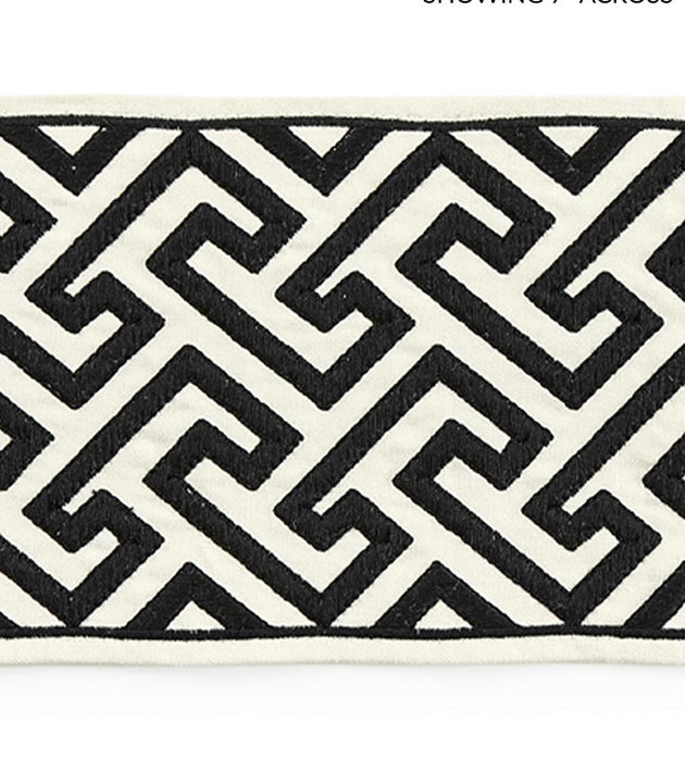 Scalamandre Labyrinth Embroidered Tape Noir Trim Sample SCT33190005