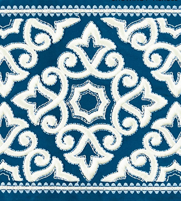 Scalamandre Ornamental Embroidered Tape Porcelain Trim Sample SCT33200005