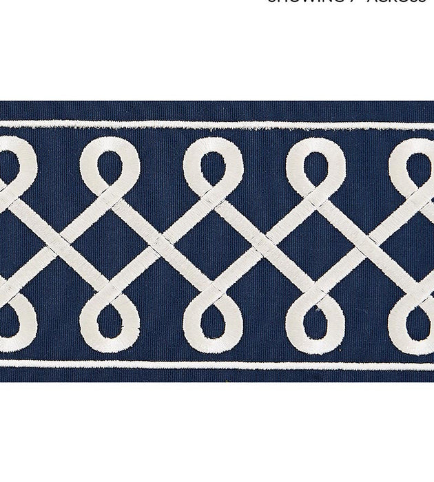 Scalamandre Soutache Embroidered Tape Navy Trim Sample SCT32810006