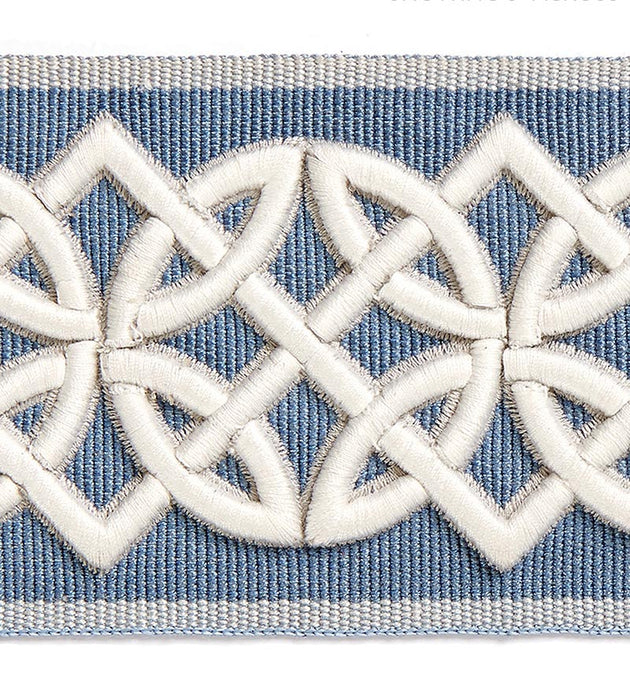 Scalamandre Celtic Embroidered Tape Dusk Blue Trim Sample SCT32820006