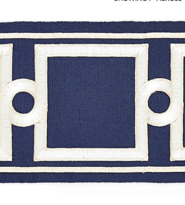 Scalamandre Square Link Embroidered Tape Indigo Trim Sample SCT32870006