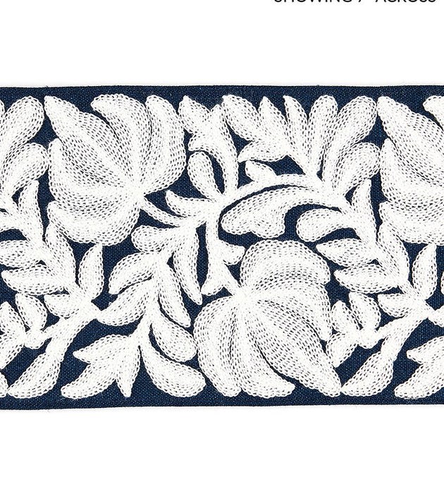 Scalamandre Coventry Embroidered Tape Navy Trim Sample SCT32960006