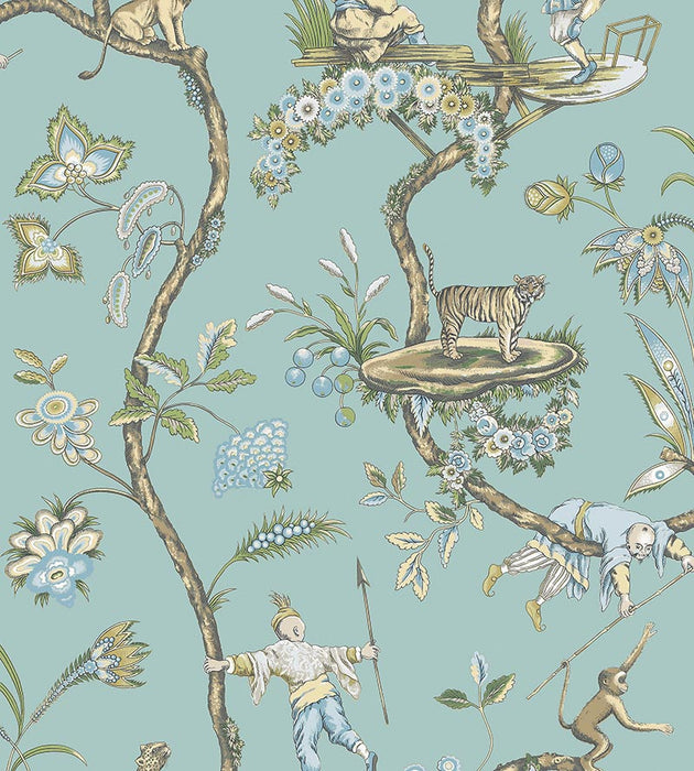 Scalamandre Chinoise Exotique - Removable Robin'S Egg Wallpaper Sample SCWP81547PS0006