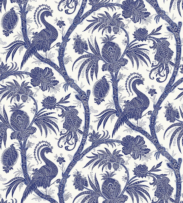 Scalamandre Balinese Peacock Indigo Wallpaper SCWP883550006