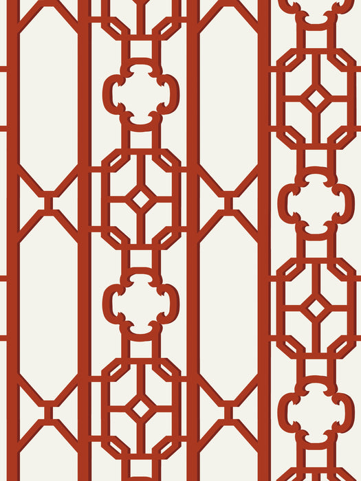 Scalamandre Joanna Fret Lacquer Red Wallpaper SCWP88582D0006