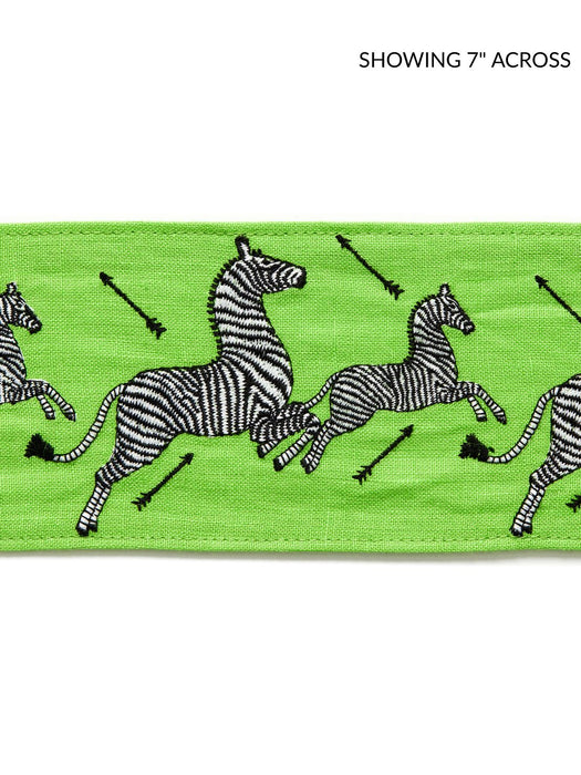 Scalamandre Zebras Embroidered Tape Lime Trim Sample SCT33320007