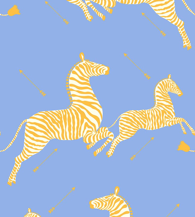 Scalamandre Zebras - Vinyl Periwinkle Wallpaper SCWP81388MV0007