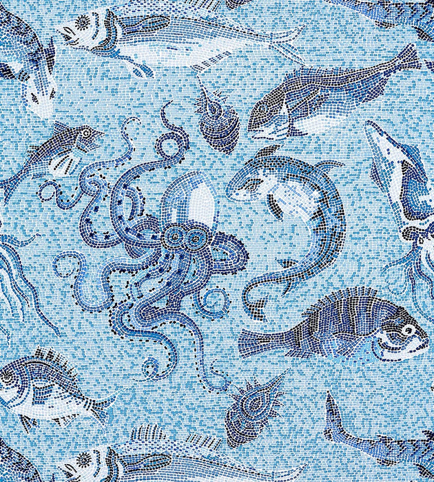 Scalamandre Mikonos Blue Wallpaper SCWP815450007