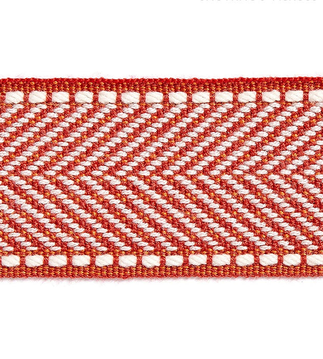 Scalamandre Montauk Herringbone Tape Coral Trim Sample SCT32850008