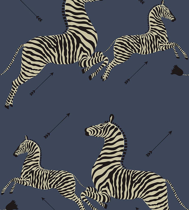 Scalamandre Zebras - Removable Denim Wallpaper Sample SCWP81388PS0008