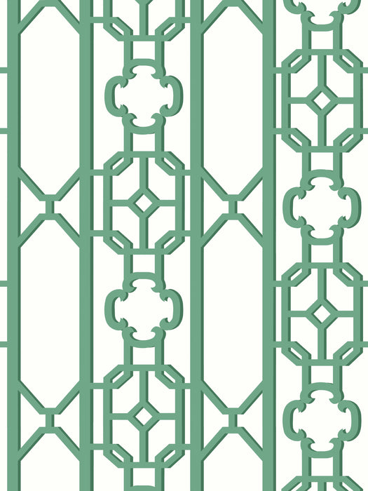 Scalamandre Joanna Fret Gazebo Green Wallpaper SCWP88582D0008