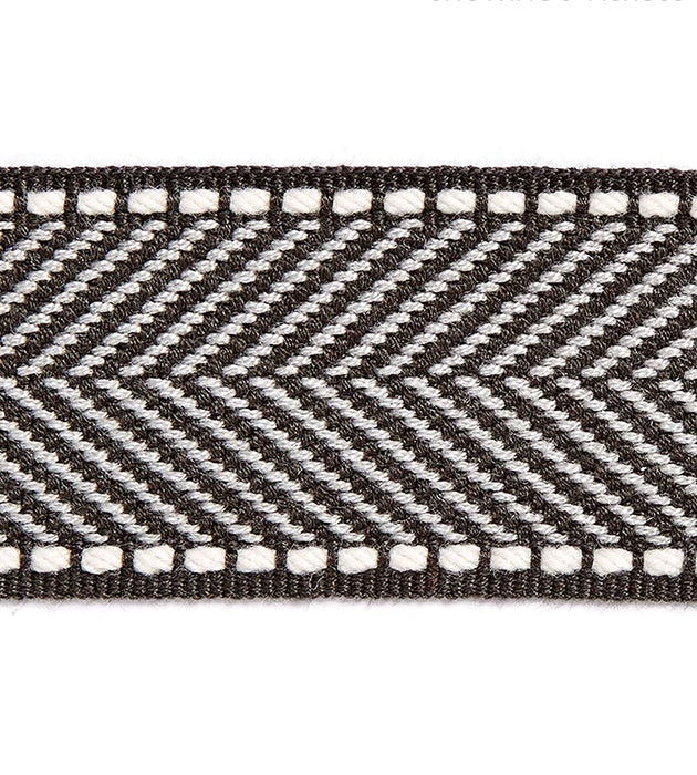 Scalamandre Montauk Herringbone Tape Charcoal Trim Sample SCT32850010