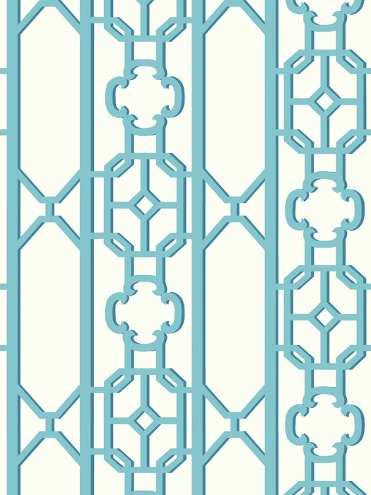 Scalamandre Joanna Fret Turquoise Wallpaper SCWP88582D0010