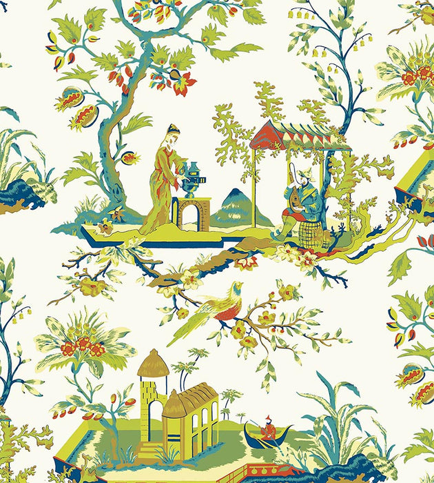 Scalamandre Ch'In Ling Multicolor On Ivory Wallpaper SCWP812120011