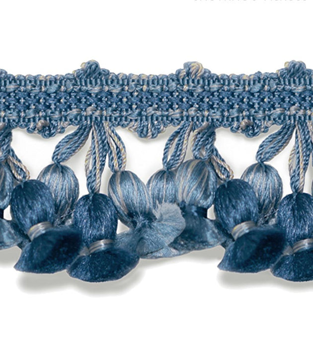Scalamandre Newport Tassel Fringe Med Blue, Dk Blue & Grey Trim Sample SCFT11030012