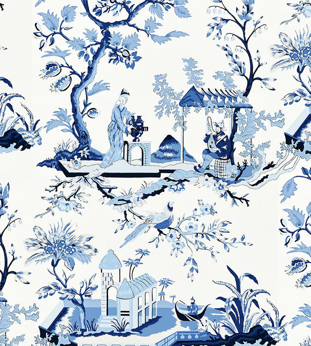 Scalamandre Ch'In Ling Porcelain Wallpaper Sample SCWP812120012