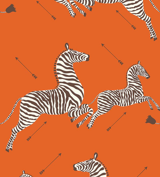 Scalamandre Zebras Orange Wallpaper Sample SCWP81388M0012