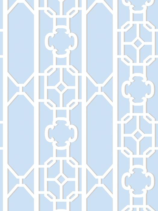 Scalamandre Joanna Fret Powder Blue Wallpaper SCWP88582D0012
