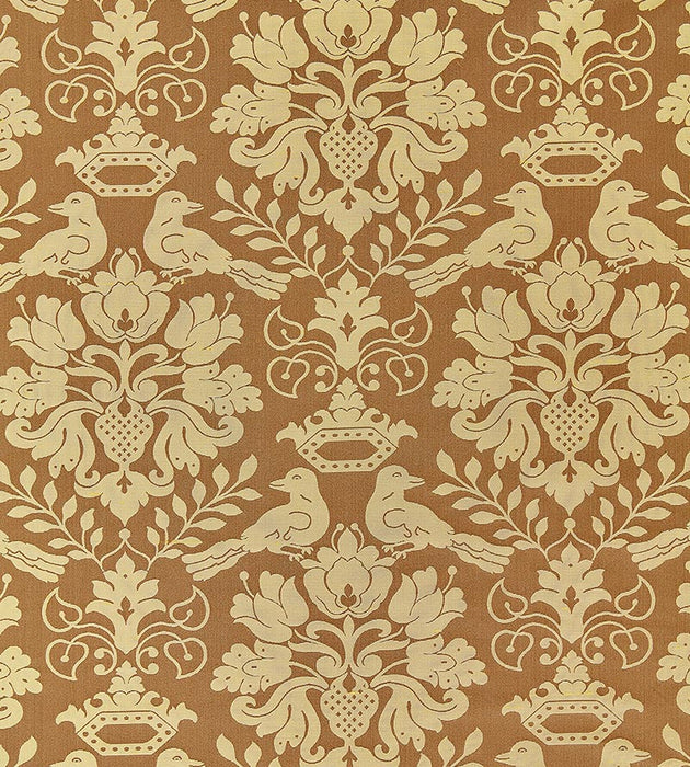 Scalamandre Love Bird Chocolate & Gold Fabric SC1098MM0013