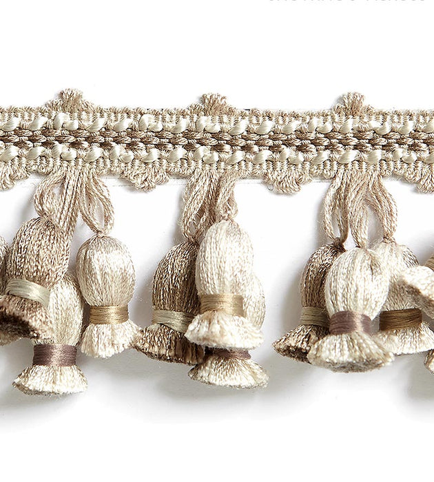 Scalamandre Newport Tassel Fringe Flax Trim Sample SCFT1103M0018