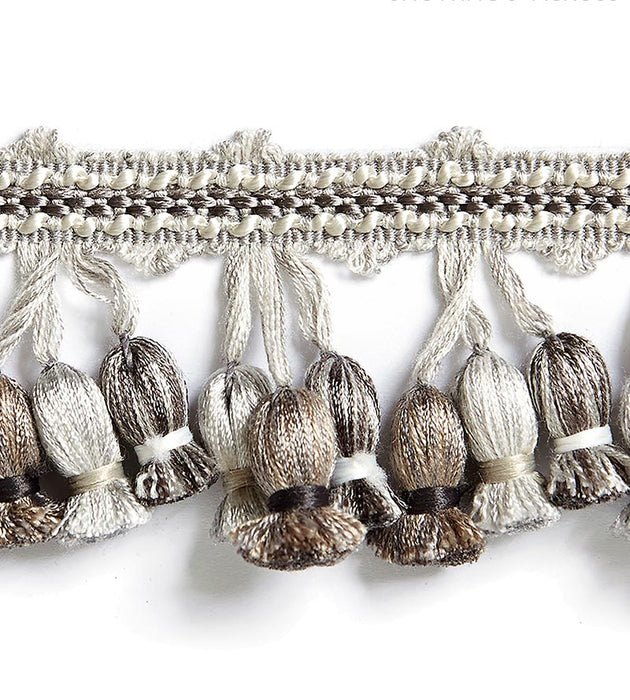Scalamandre Newport Tassel Fringe French Grey Trim Sample SCFT1103M0019