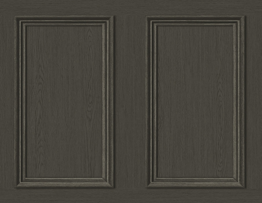Seabrook Designs Faux Wood Panel Charcoal Wallpaper Sample SG11810