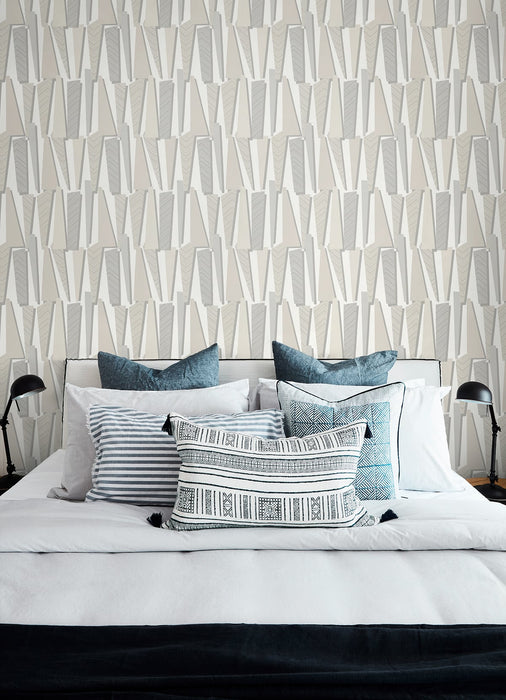 Seabrook Designs Geometric Shadows  Linen Wallpaper Sample SL80800
