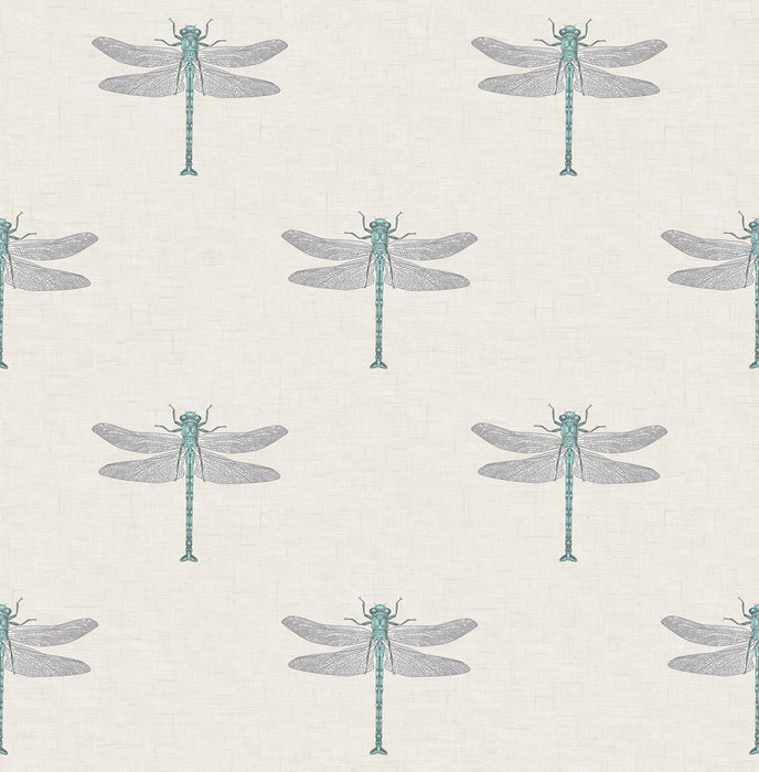 Seabrook Designs Catalina Off-white, Blue, Metallic Silver, And Black Wallpaper Sample TA20302
