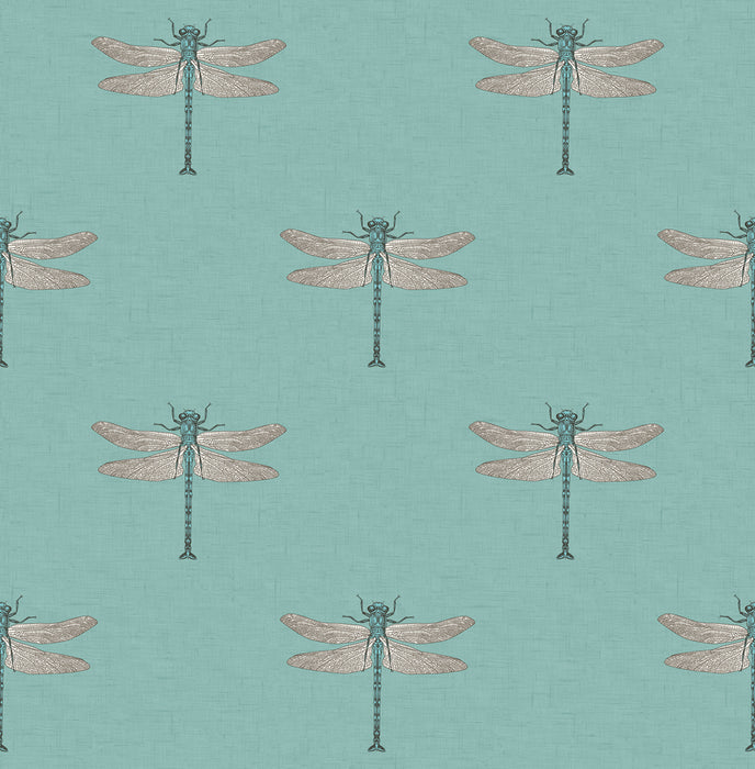 Seabrook Designs Catalina Teal, Orange, Metallic Silver, And Black Wallpaper Sample TA20304