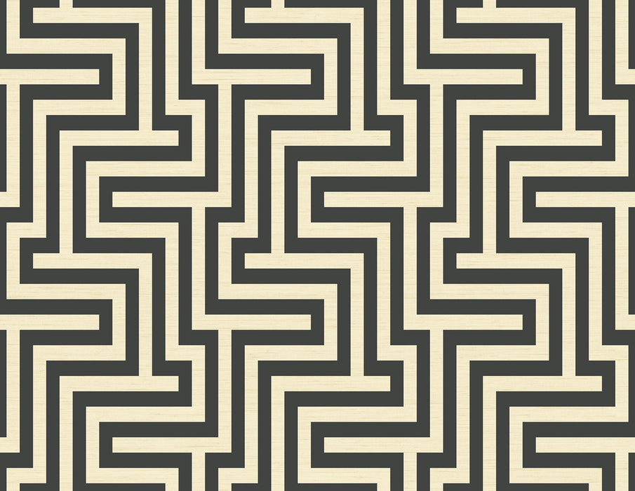 Seabrook Designs Martinique Black And Off-white Wallpaper Sample TA20400