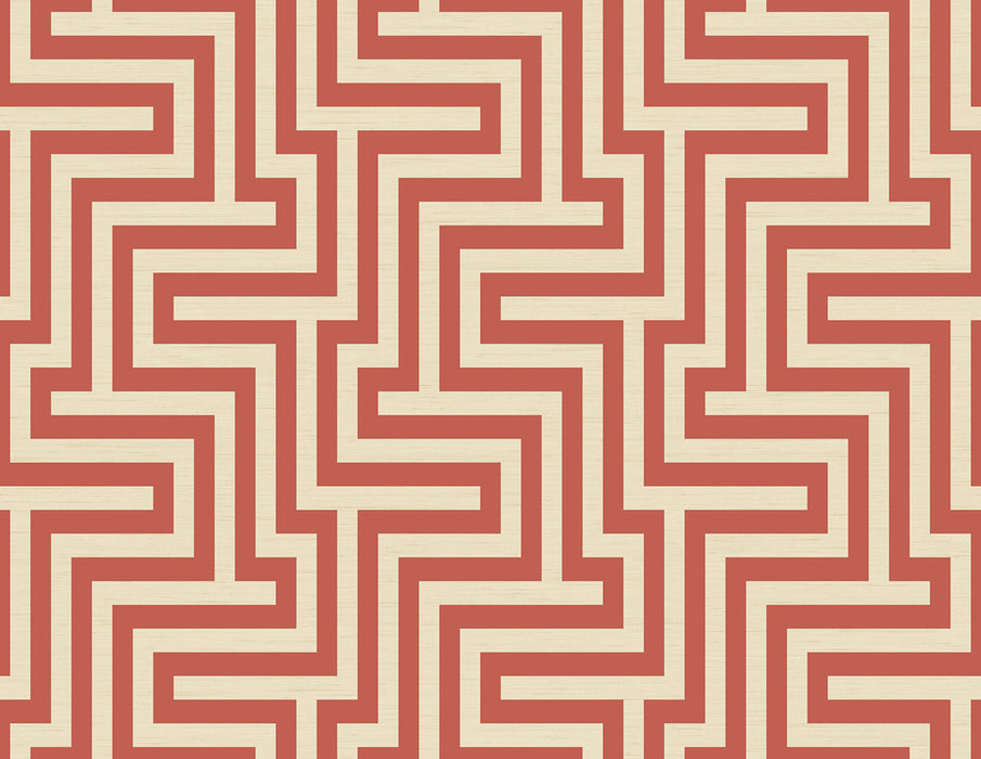 Seabrook Designs Martinique Rust Orange And Off-white Wallpaper Sample TA20401