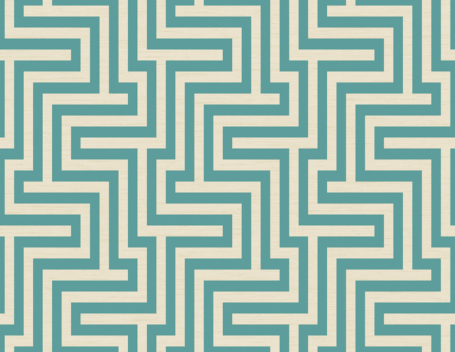 Seabrook Designs Martinique Sea Green And White Wallpaper Sample TA20404