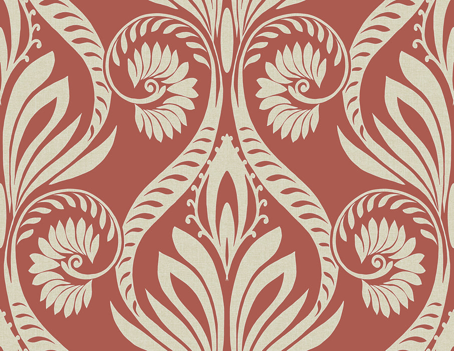 Seabrook Designs Bonaire Scarlet Red And Off-white Wallpaper Sample TA21001